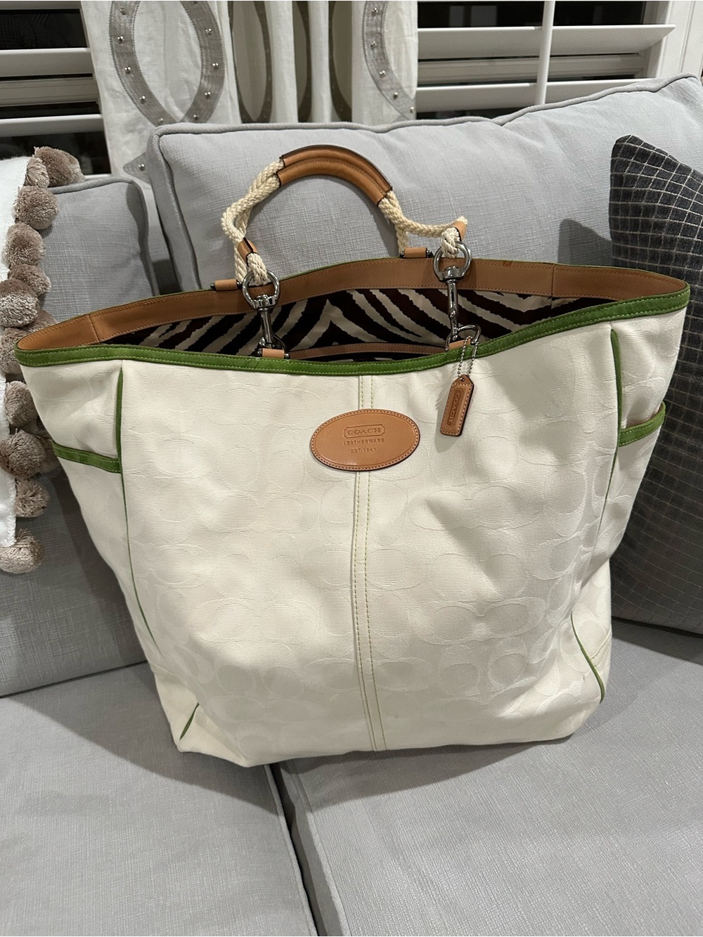 Coach Cream Canvas Tote